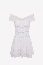 Charo Ruiz Eliana white lace off-shoulder short dress at Signature Edit