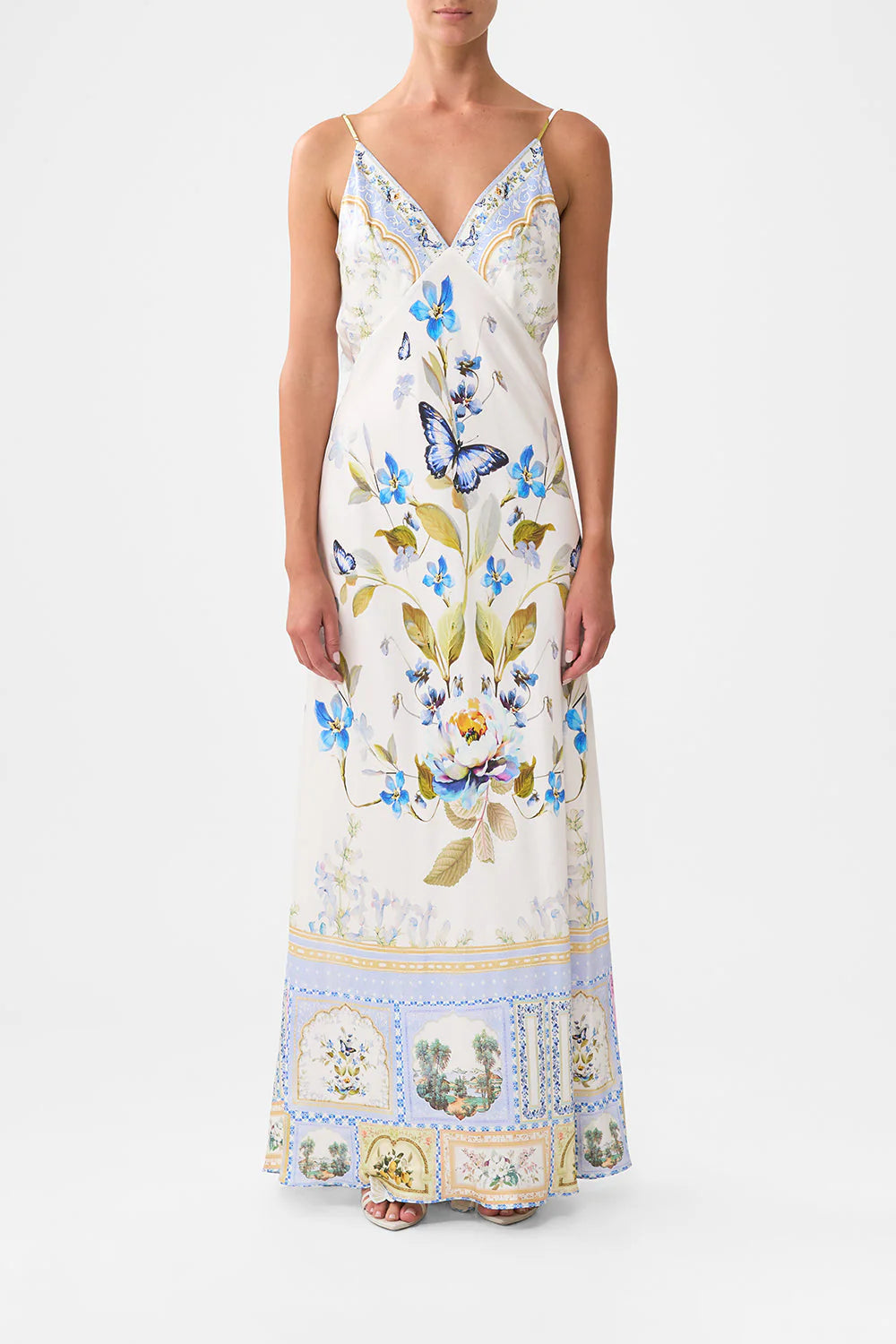 Camilla V-Neck Long Bias Slip Dress