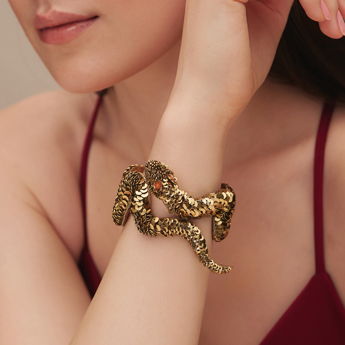 Deepa Gurnani Nagini Gold Bracelet