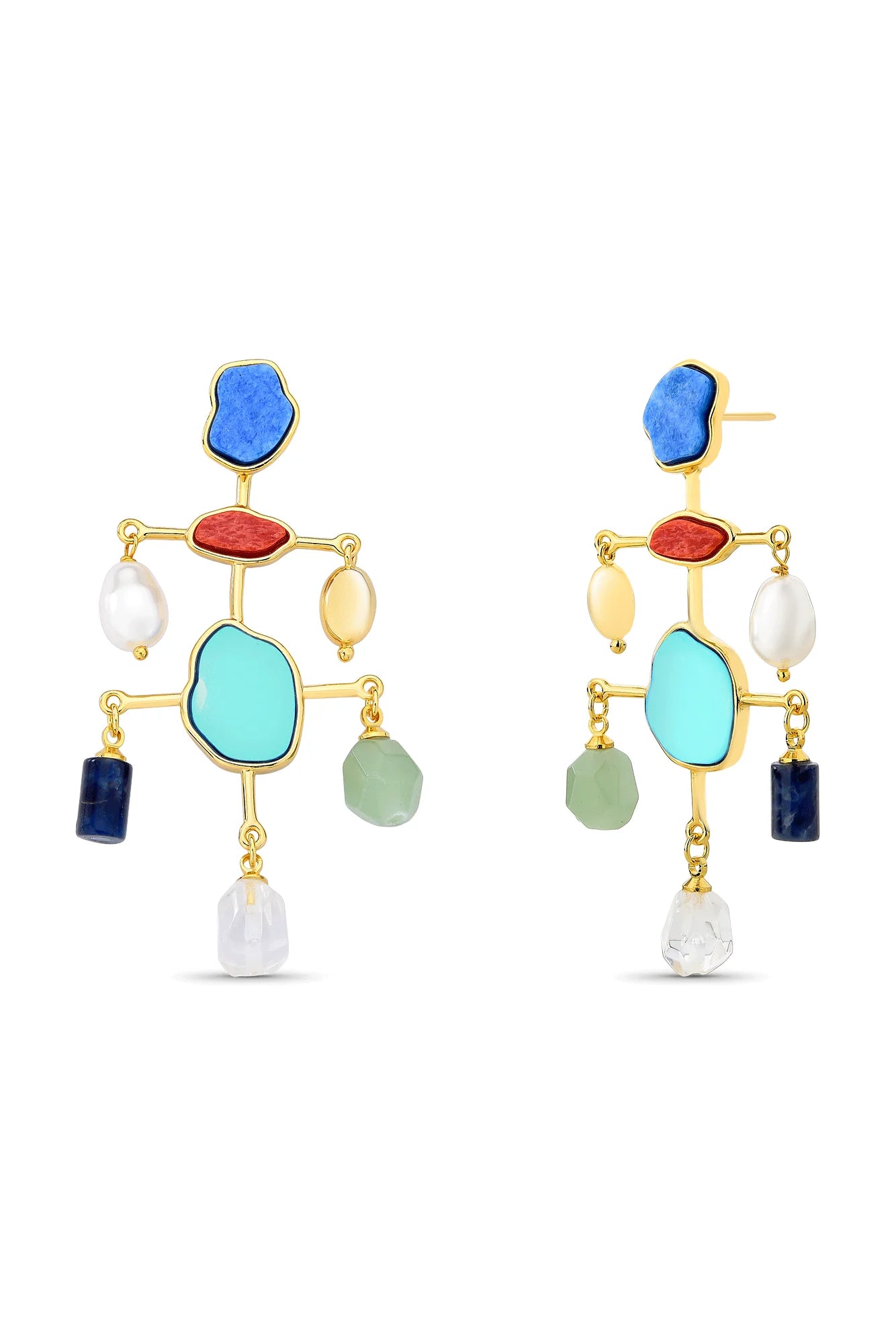 Patchwork Blue Agate Earrings