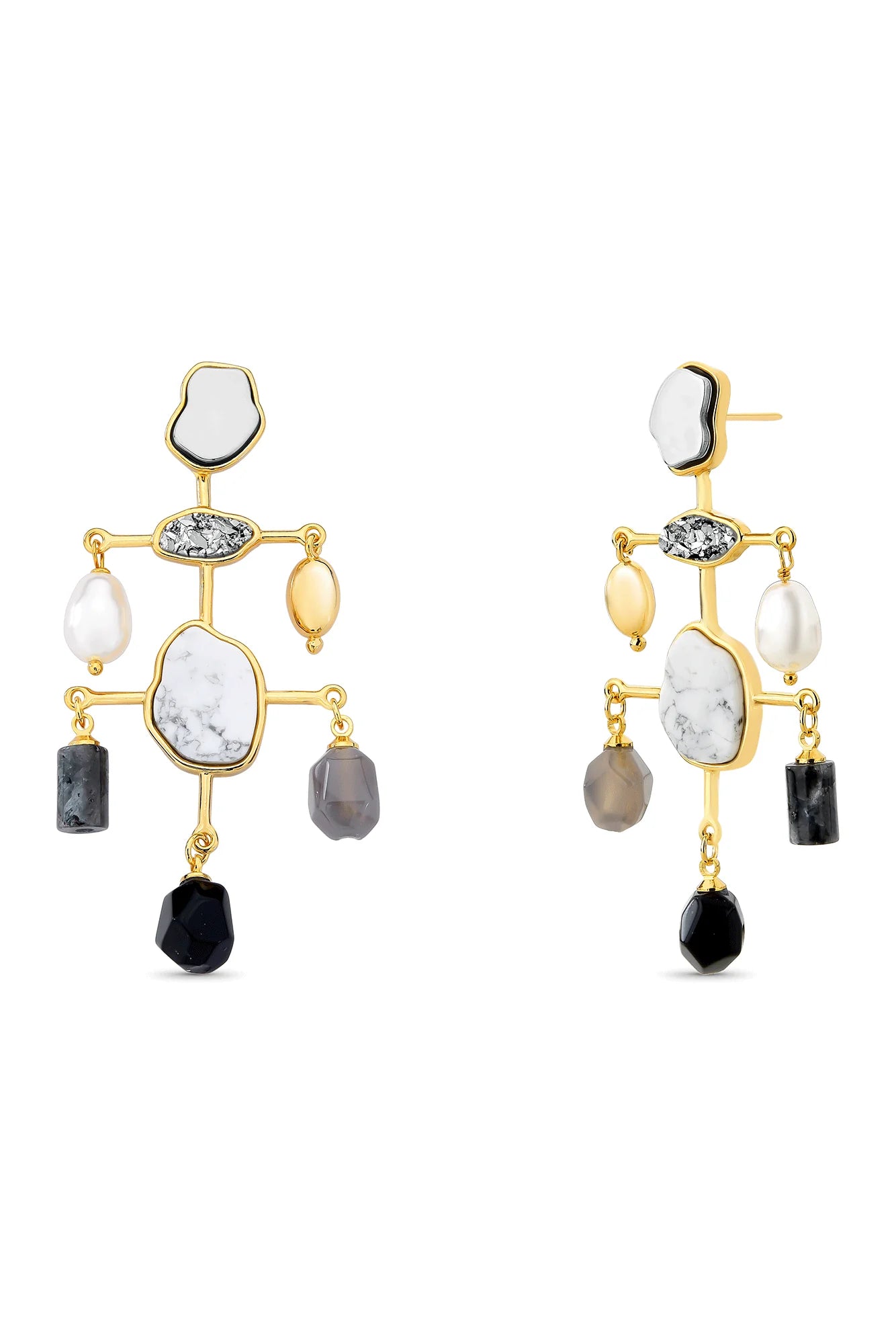 Patchwork Gray Agate Earrings