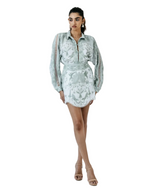 Light blue printed matching shirt and skirt set at Signature Edit