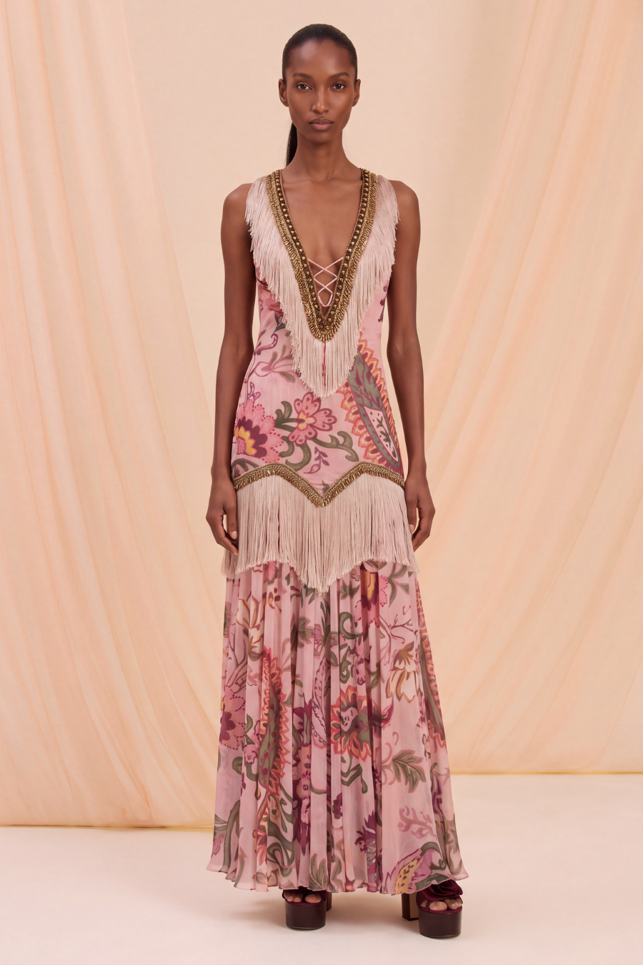 PatBO Boho Embellished Fringe Dress