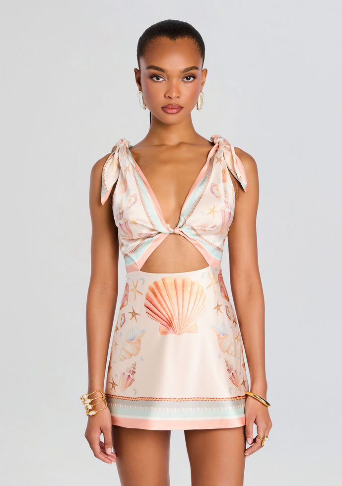Icelyn seashell-print silk cut-out mini dress at Signature Edit